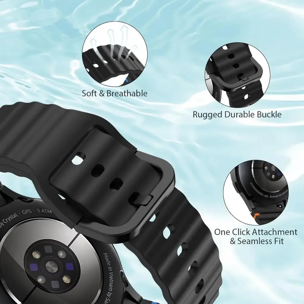 Official Wave Silicone Strap for Samsung Galaxy Watch 7/FE/6/5/4 44mm 40mm 5 Pro Bracelet Watch 6 4 Classic 47mm 43mm Wristband