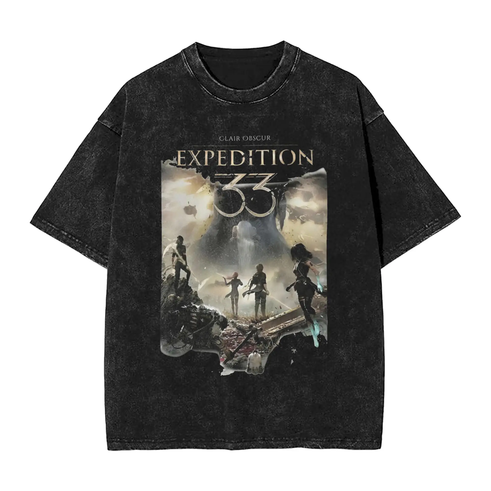 

Vintage Clair Obscur Expedition 33 Gamer T-Shirt for Men Crewneck Washed T Shirt Short Sleeve Tee Shirt Plus Size Clothing