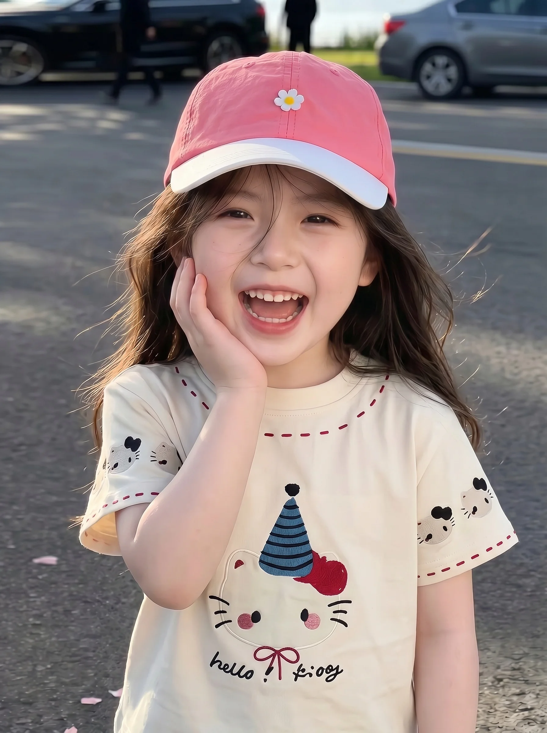 naits-keits-kids-baseball-cap-soft-top-color-block-baby-girl-duckbill-hat-sun-protection-spring-floral-pattern-nylon-material