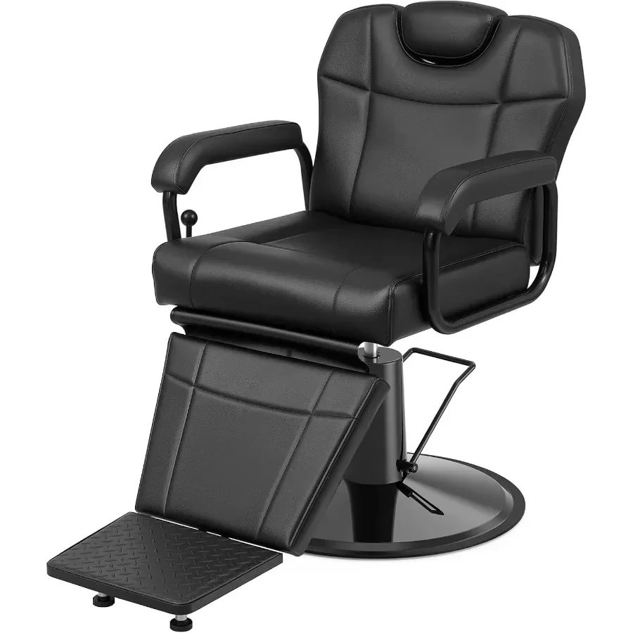 Professional Reclining Barber Chair, 360° Swivel Hydraulic Salon Chair, Heavy Duty 330LBS Capacity, All Purpose for Barbershop