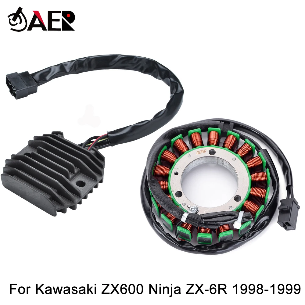 Generator Stator Coil + Voltage Regulator Rectifier for Kawasaki Ninja ZX6R ZX-6R ZX 6R ZX6 R ZX600 ZX 600 1998-1999