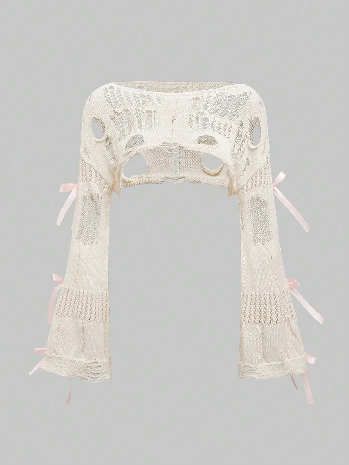 

Kawaii милый большой вязаный свитер с розовым бантом на плечах для женщин