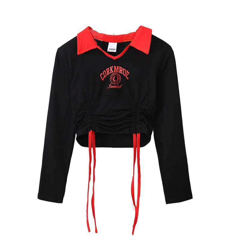 طفل الهيب هوب الملابس السوداء الرباط المحاصيل الأعلى كم طويل تي شيرت عادية واسعة البضائع السراويل لفتاة ملابس رقص الجاز الملابس #6