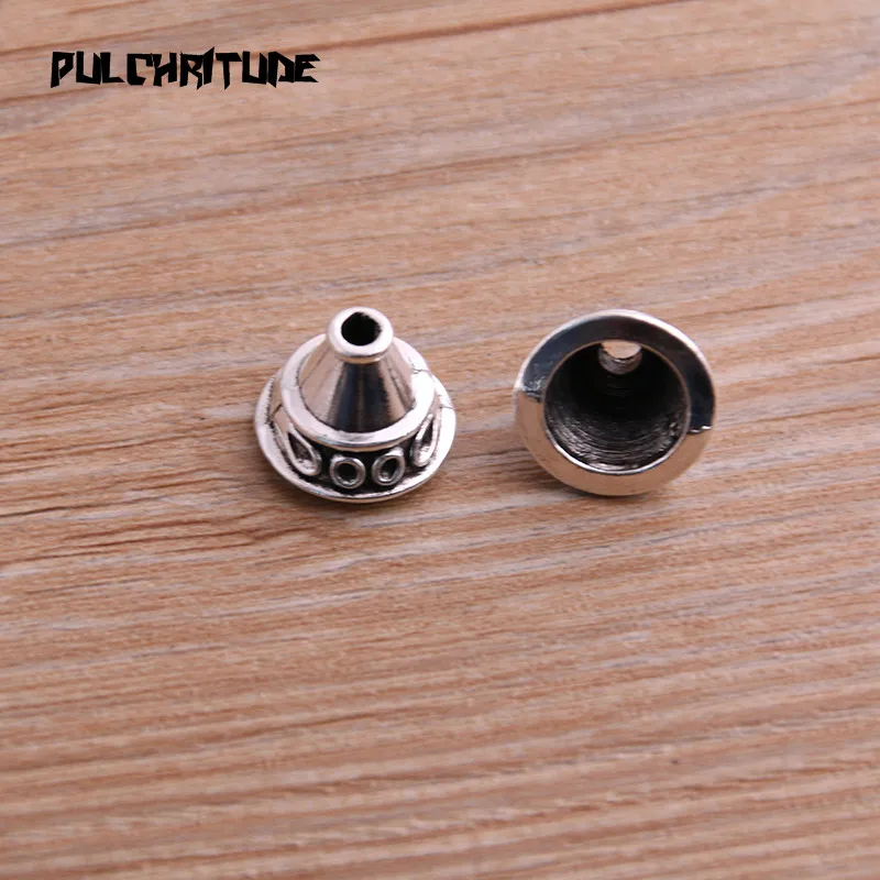 10pcs 11*14*14mm Two Color Bead Caps Charm Hollow Flower Pendants Jewelry Accessories DIY Receptacle Charms
