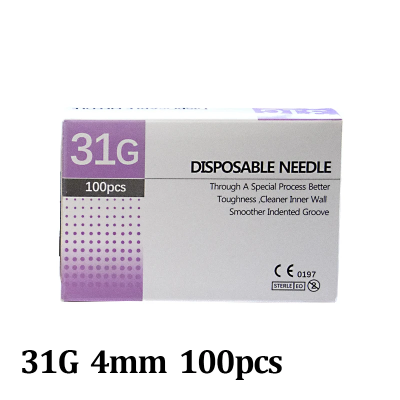 NONE 30G-34G schmerzlose Nadel Piercing Transparente Spritze Injektionskleber Klare Spitzenkappe Pharmazeutische Injektionsnadel 1,5/2,5/4/6 mm 5