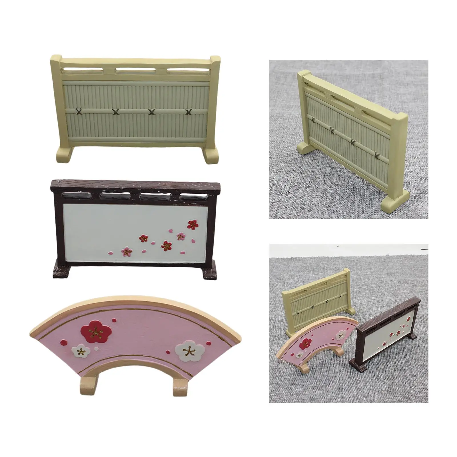 

Vintage Japanese Dolls House Screen Furniture Divider Miniature Antique for Scene Dollhouse Bedroom Room