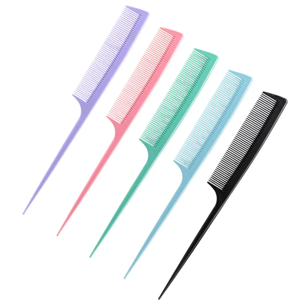 

5 Pcs Pointed Tail Comb Fine Hair Combs Black Blue Pink Purple Green Styling Combs for Men Women Haircut Barber Salon Use