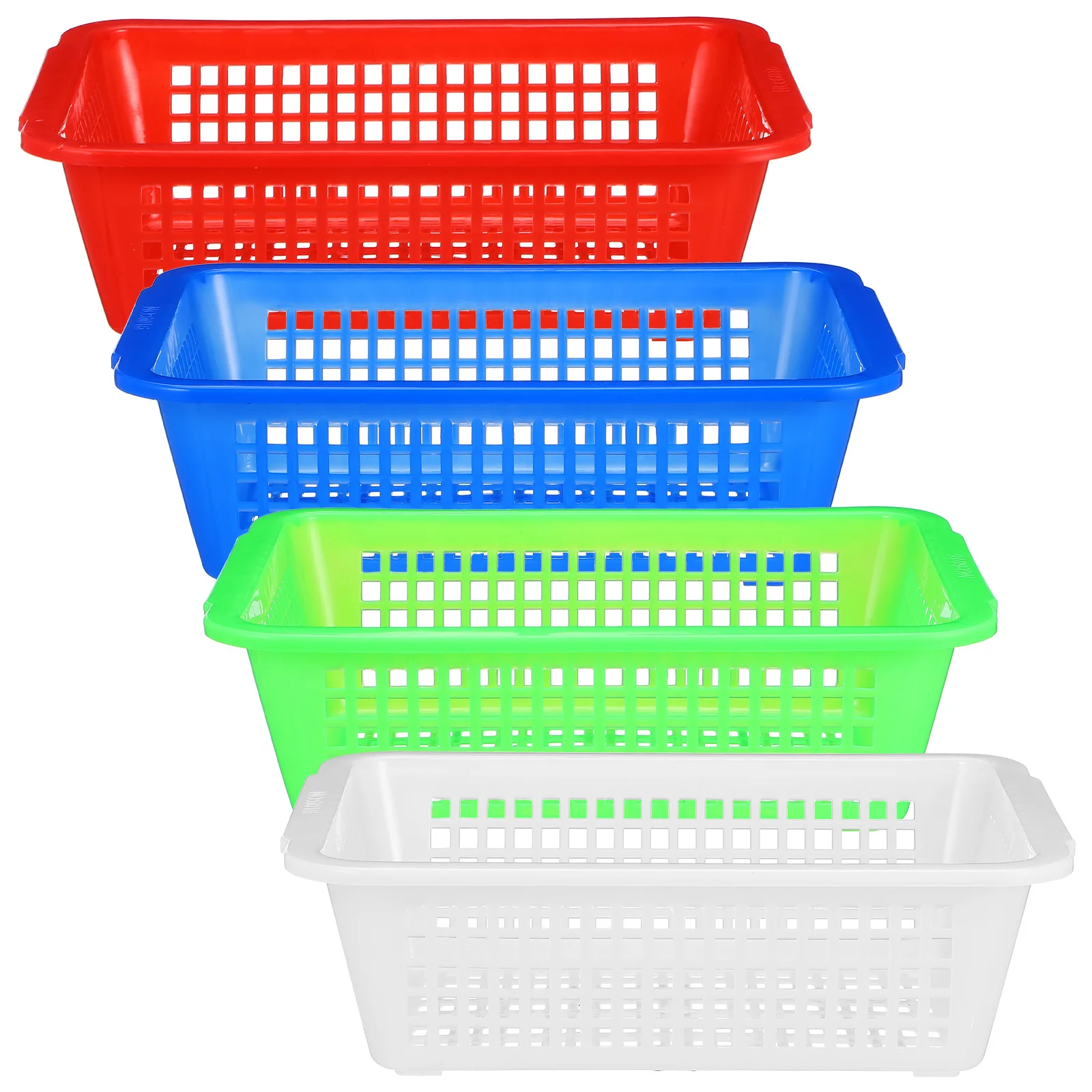 

4pcs Drainable Storage Basket Abs Rectangular Fruit Vegetable Washing Strainer Kitchen Organizer Multi-Function Plastic