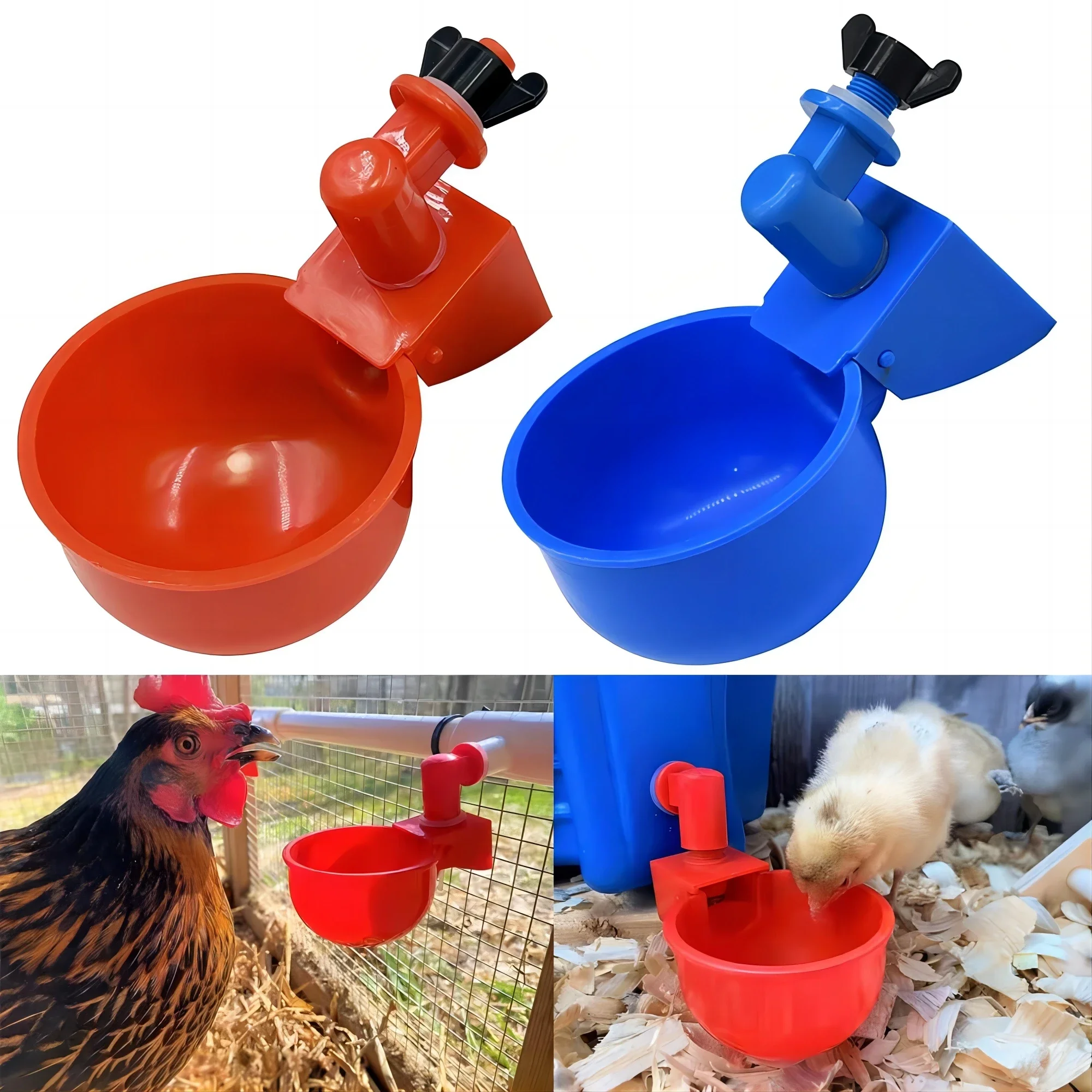 

6PCS Chicken Drinking Cup Automatic Drinker Chicken Feeder Waterer Drinking Bowl Water Feeder for Chicks Duck Goose Quail