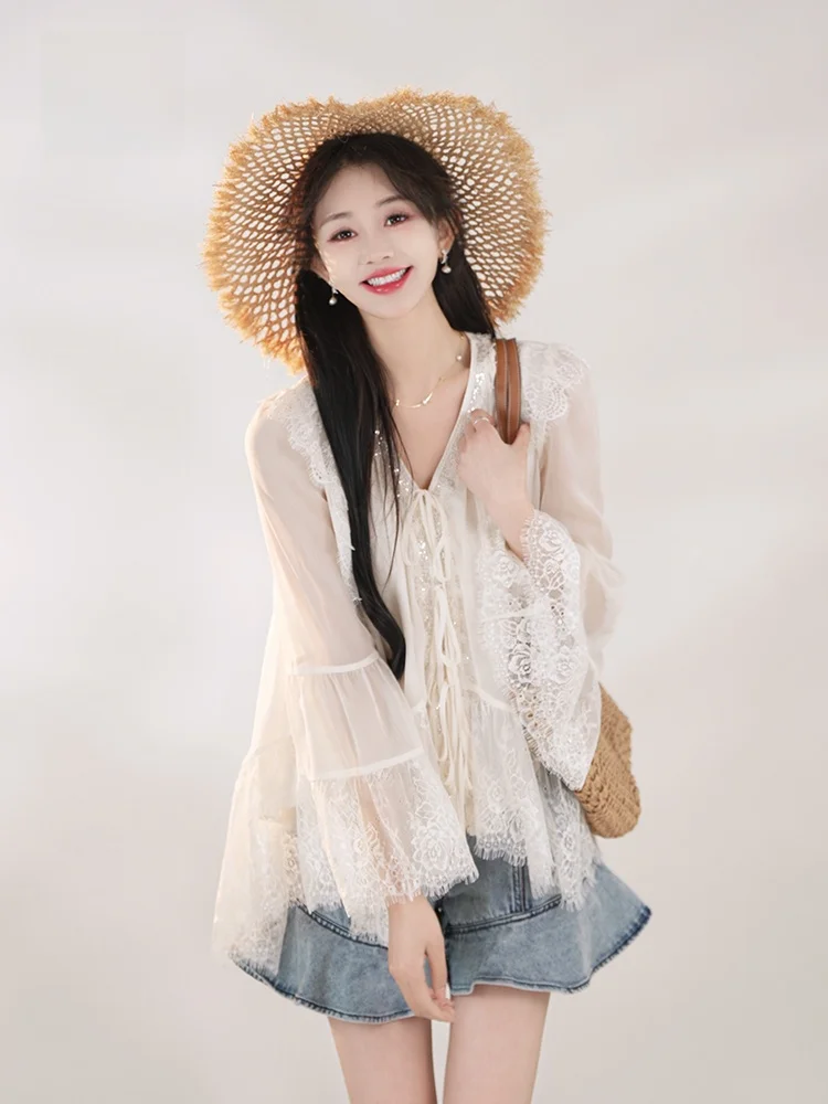 

Annelily Chic Casual Faionable irt for Women Spring Summer Versatile Lightweight Luxury Straight Cut Polyester Long Sv...