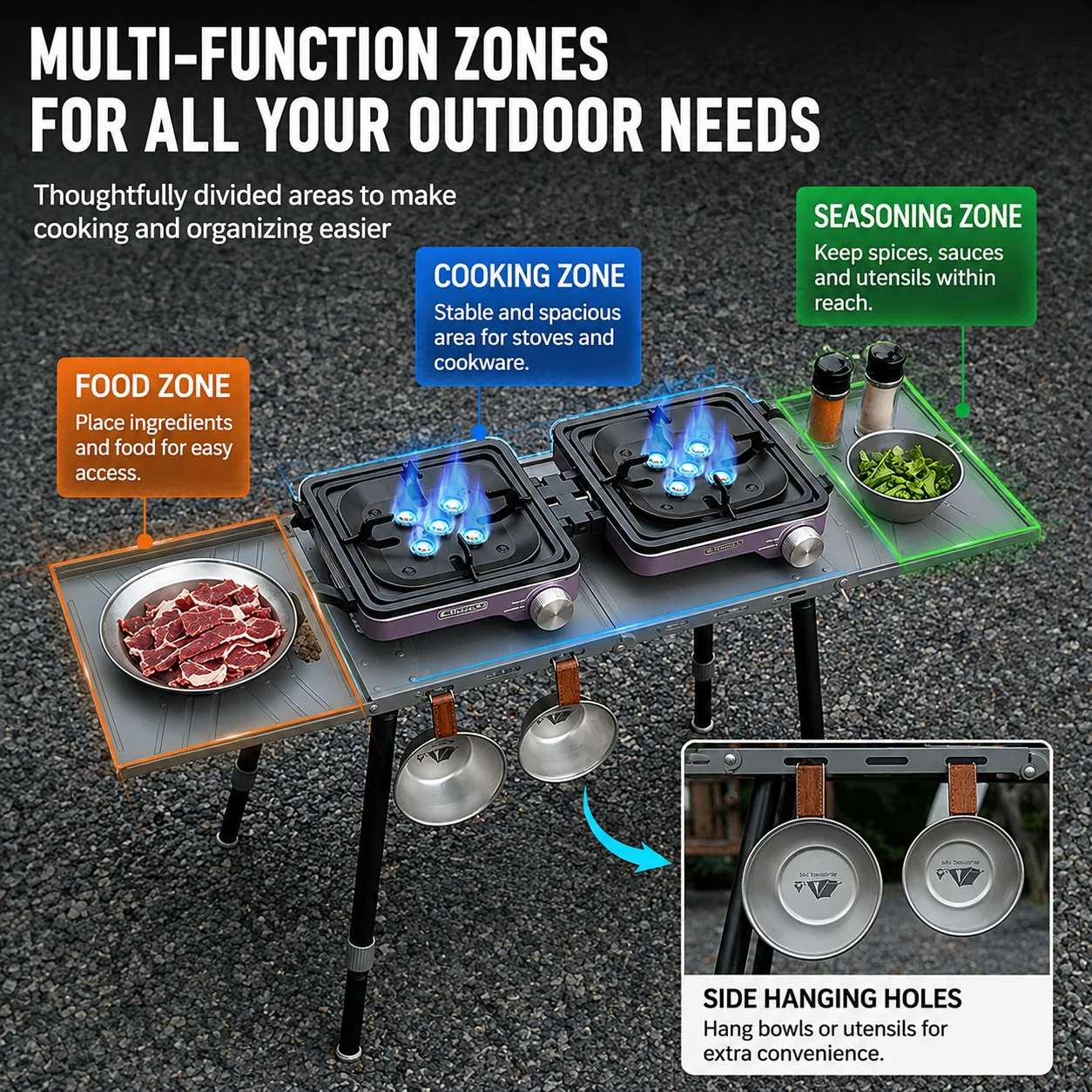 Folding Camping Table, Lightwe - Camping Cooking Table With Windshield 评论和价格