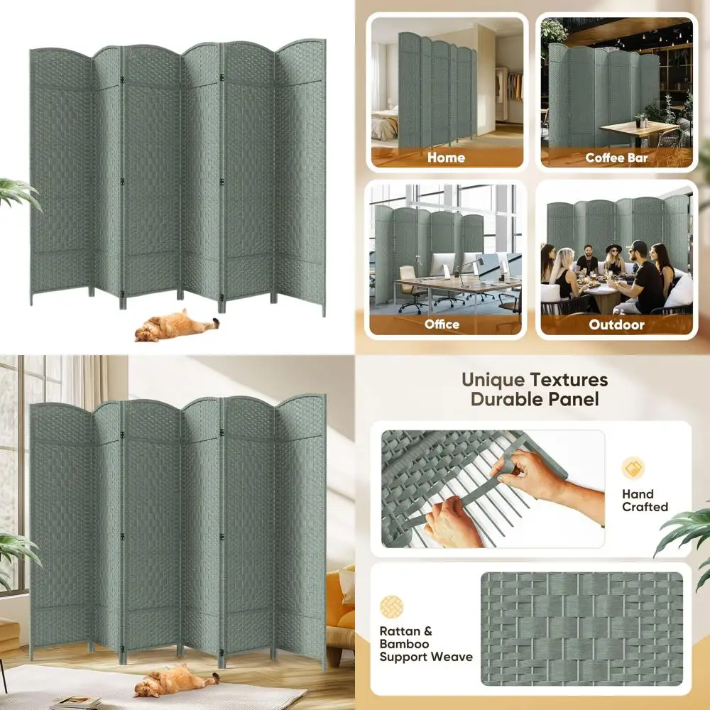 

Деревянная перегородка для комнаты из 6 панелей, 70.9В x 119Ш, серая, портативная, для создания зонирования пространства