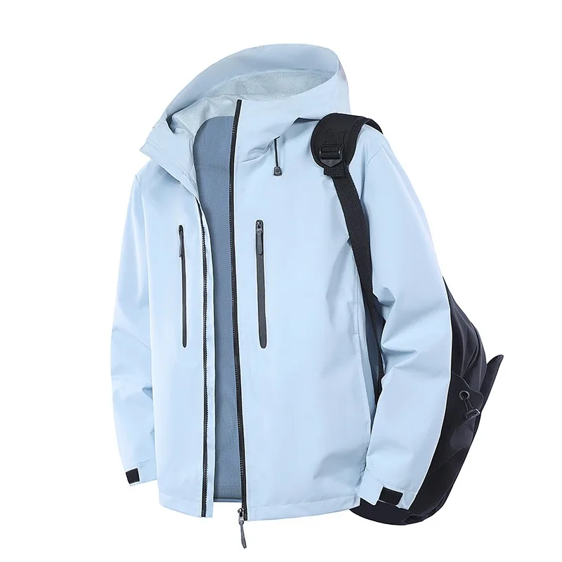 

Solid Color Hooded Men's Fashionable Spring and Autumn Jacket Zipper Pocket Sports Jacket Top