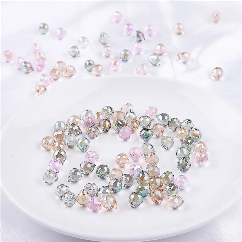 9x8mm Water Drop Crystal Beads Charm AB Color Faceted Glass Beads Loose Spacer Beads  for Jewerly Making DIY Necklace Bracelet