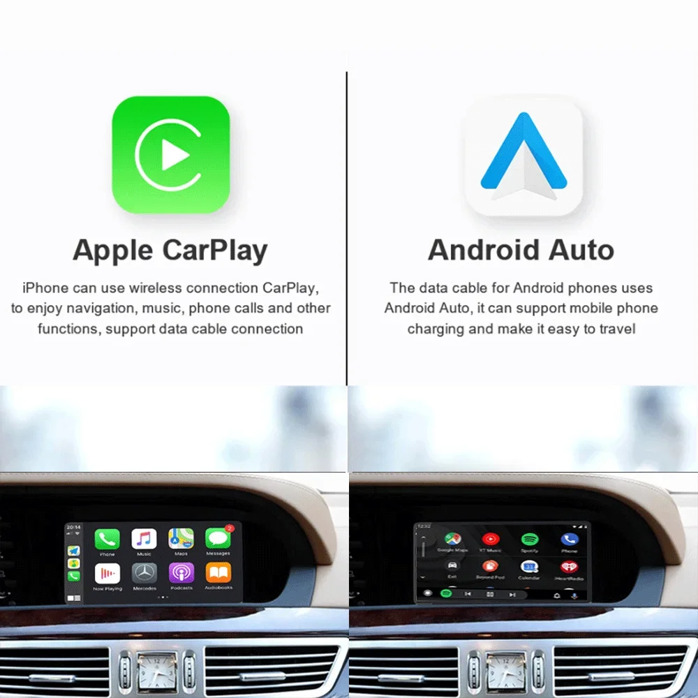 Android Auto Wireless Carplay For Mercedes Benz W166 NTG 4.5 2013-2015 5.8' 7' 8' Round Display Mirror Link Radio Upgrade Kit