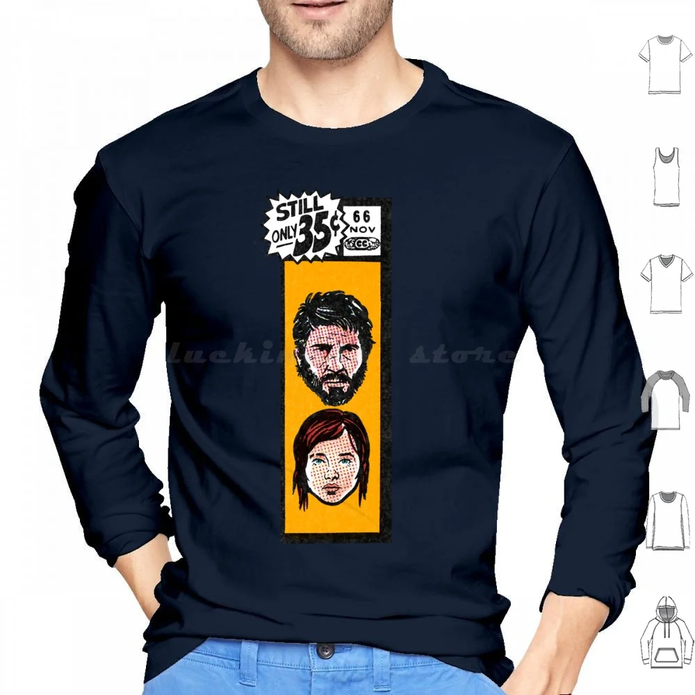 Comic Book Corner Box-Joel & Ellie The Last Of Us Fan Art Hoodie Cotton Long Sleeve Fan Art Painted Digital