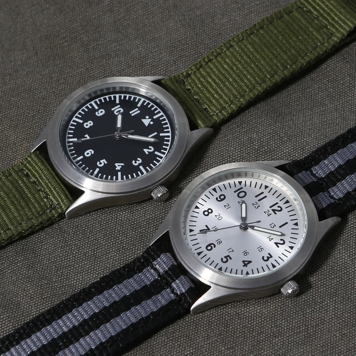 ساعة بايلوت رياضية كلاسيكية للرجال بحركة كوارتز صغيرة الوجه مع ميزة توهج ليلي