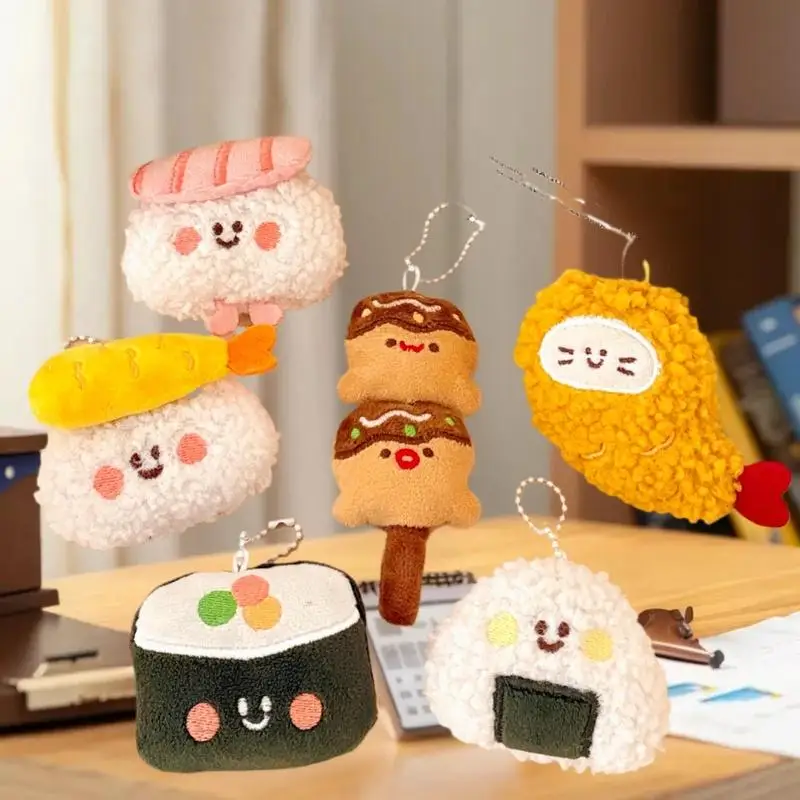 Imaginative Plush Sushi Keychain Tasty Food-Modelled Bag Decor Hanging Ornament Quirky Present