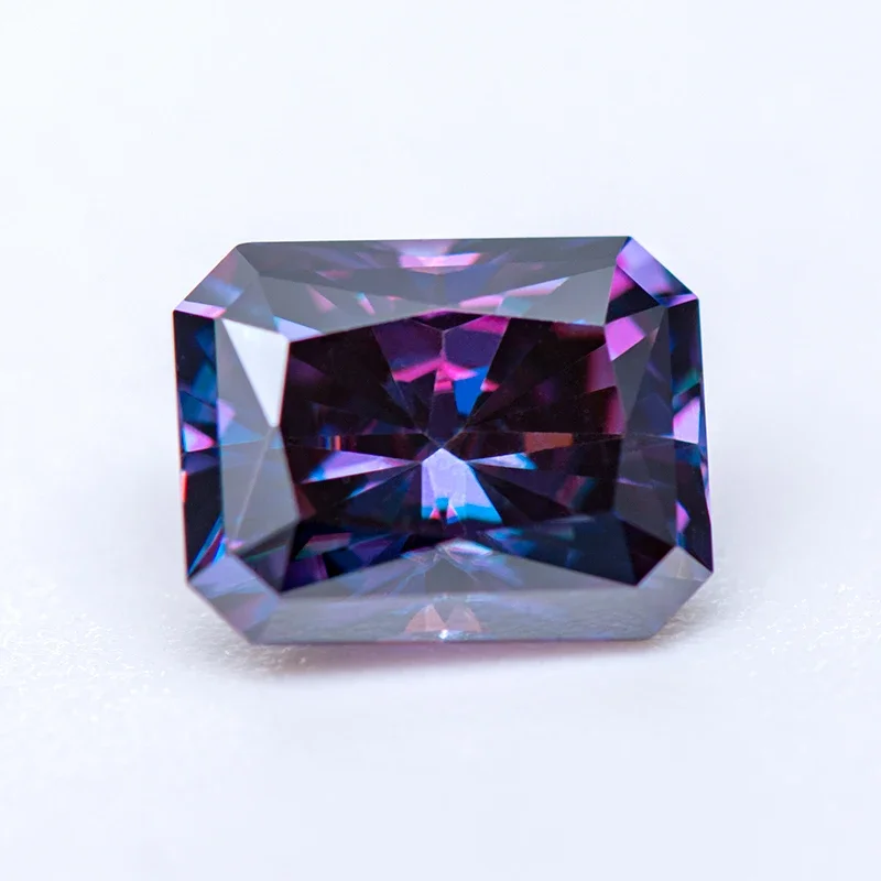 

Moissanite Gemstone Radiant Cut Imperial Purple Color Lab Grown Diamond for Woman Charms Jewelry Main Materials GRA Certificate