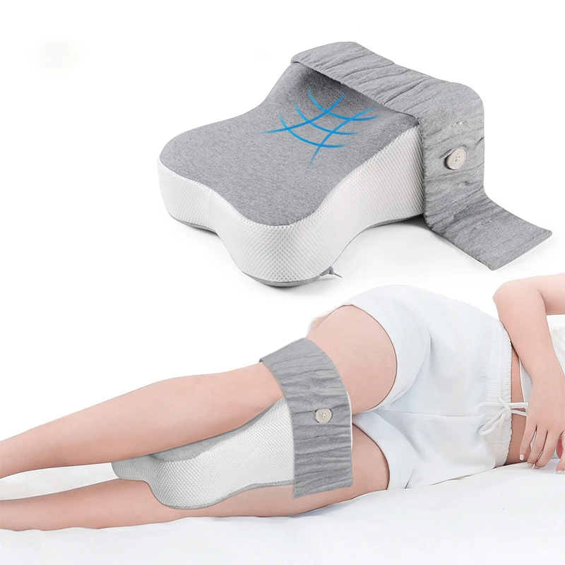 Langes 14-Zoll-Kniekissen für Seitenschläfer. Unterstützen Sie Oberschenkel und Knie zur Erforderung der Knietrennung – Beinkissen – groß, grau