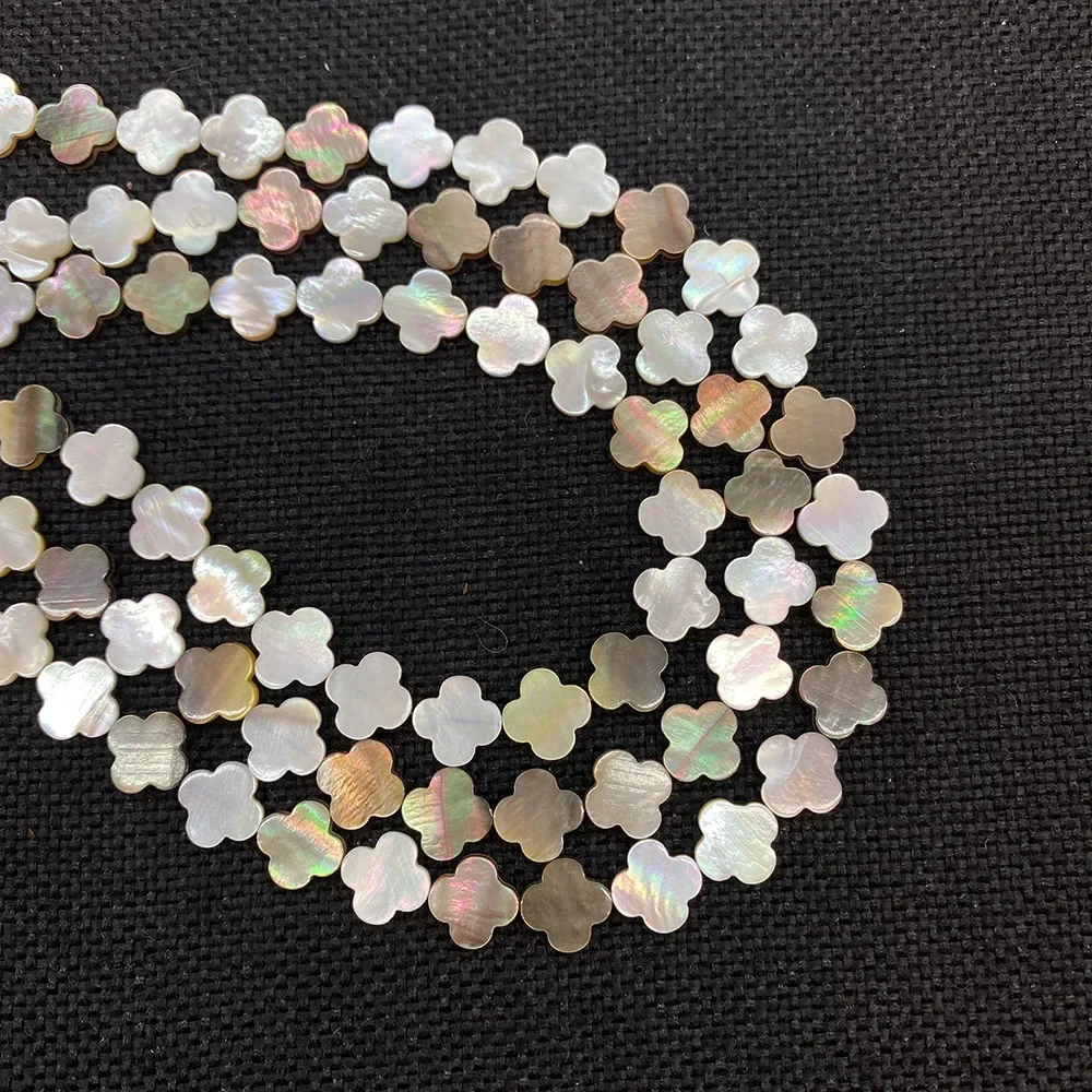 High Quality Natural Shell Loose Beads Strand Black Color Flower Shape Clover DIY for Making Bracelets Earrings Necklace