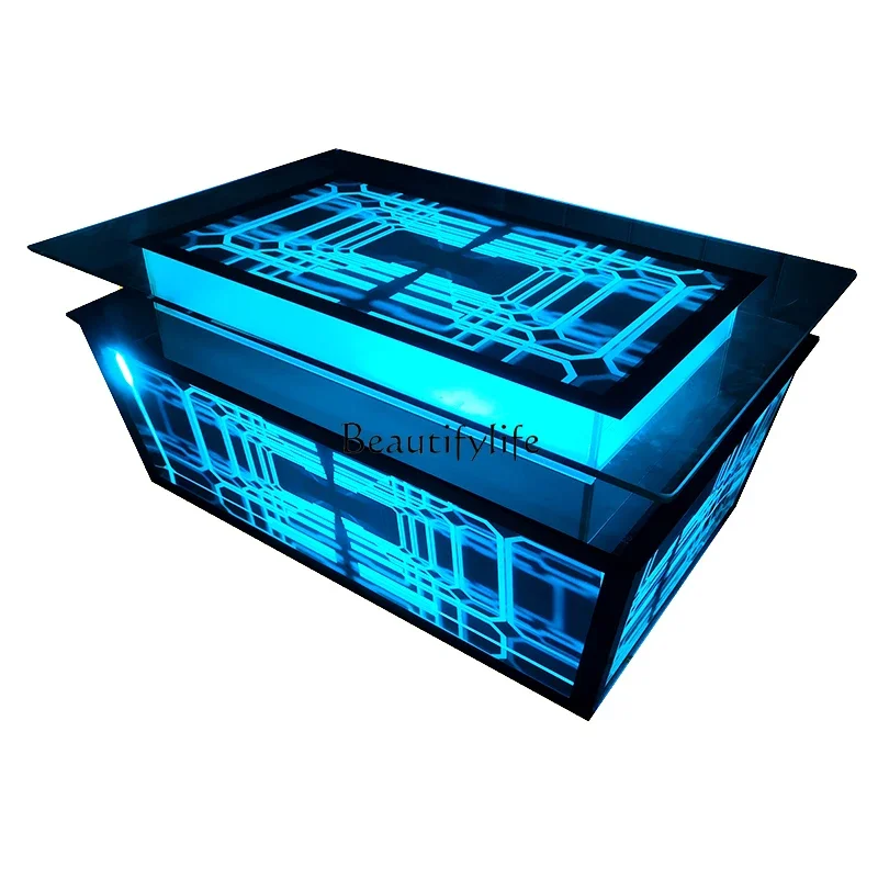

z.KTV special luminous coffee table square bar stainless steel table