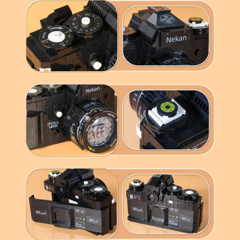 Creative Mini Retro Digital Camera Model Building Blocks Ideas Classic Polaroid Construction Bricks Education MOC Toys regalo per bambini