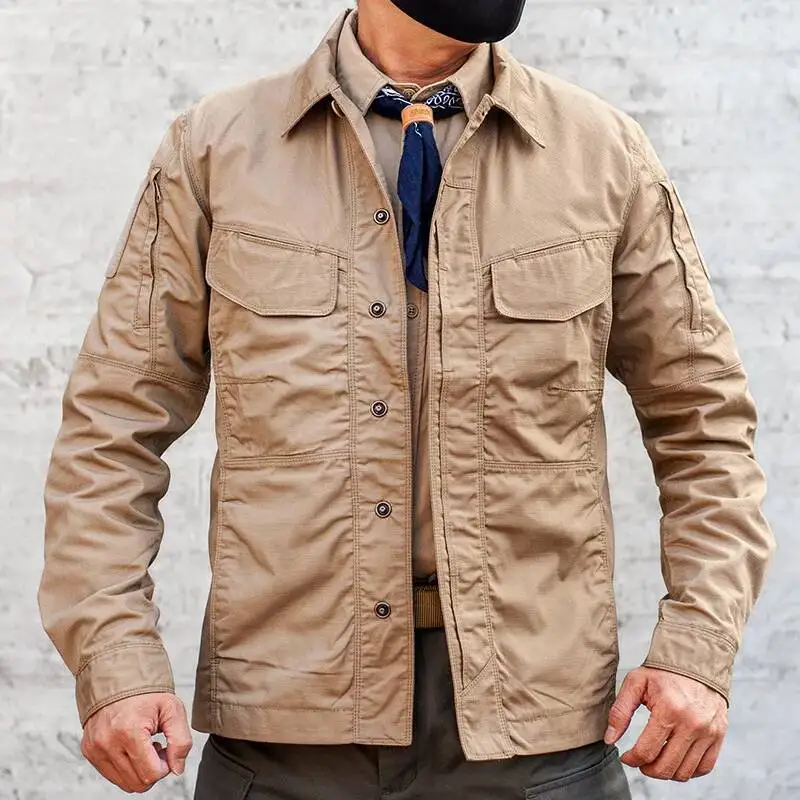 

Tactical Jacket Shirt Men S Spring Autumn Thin Multi Pockets Work Clothes Field Combat Jackets Military Windbreaker Casual Coat