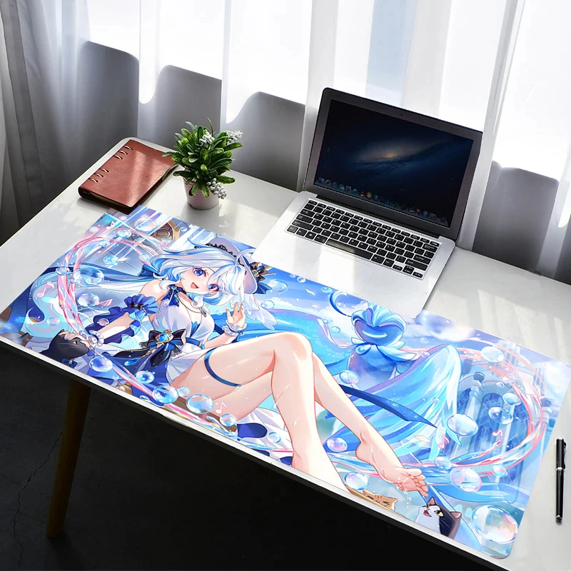Mouse Pad Non Slip Rubber Mousepad Laptop Gamer Cabinet Keyboard Pad Office Computer Gaming Desk Genshin Impact Furina Mouse Mat