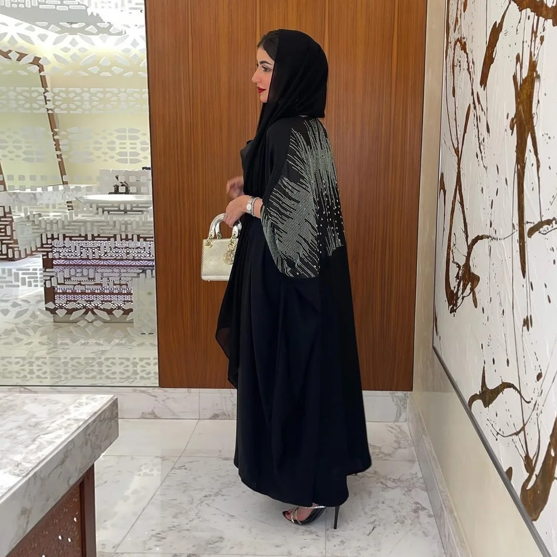 Ramadan Eid robes musulmanes pour les femmes ouvert Abaya dubaï diamant fête longue Robe maroc caftan Robe Abayas Jalabiya 2025 robes