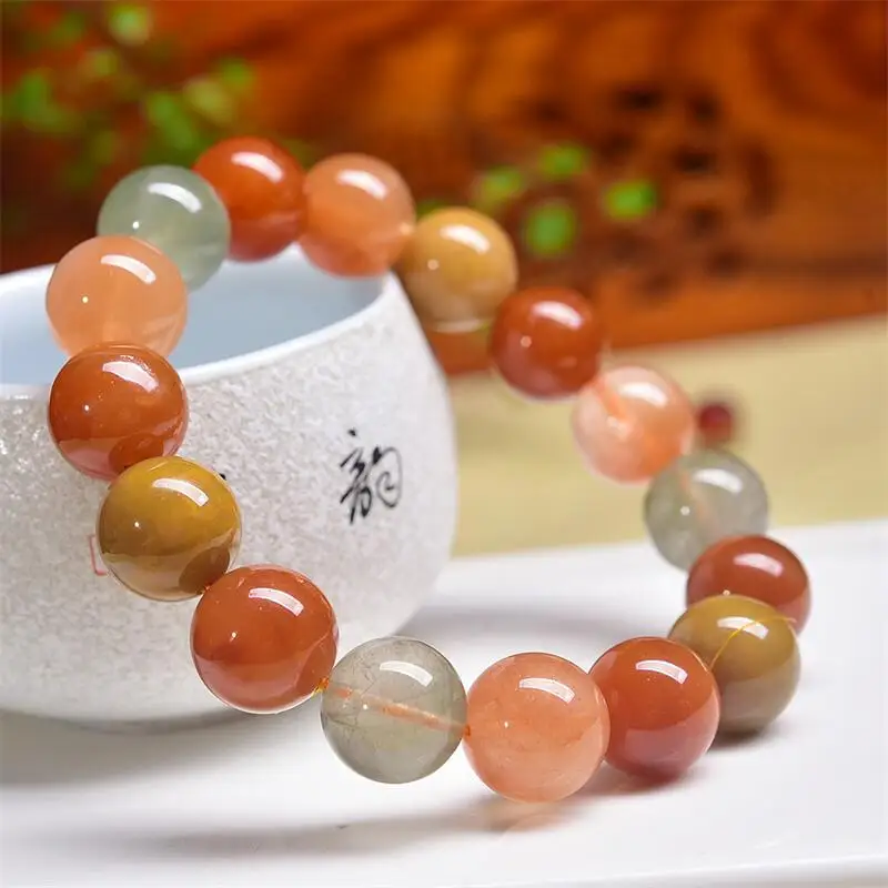 

13 мм натуральные цветные волосы кварцевые бусины браслет исцеление Visuddhi чакра снятие стресса Рейки Йога энергетический подарок 1 шт.