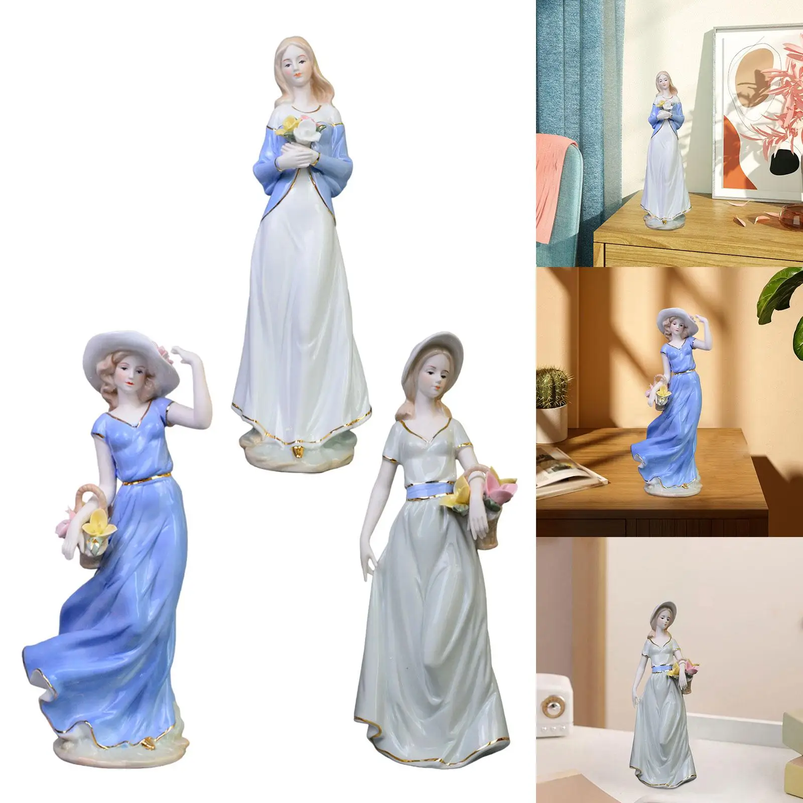 Figurka dziewczyny porcelanowa figurka słodka nowoczesna figurka dekoracyjna porcelana figurka dekoracja domu do biura regał na stół
