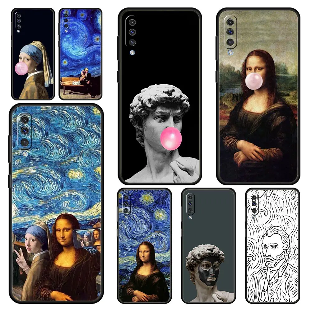 Phone Case For Samsung A24 A12 A14 A32 A50 A70 A20E A20S A10S A22 A30 A40 A34 A54 A42 A52 5G A02S A04s Cover Art David Mona Lisa