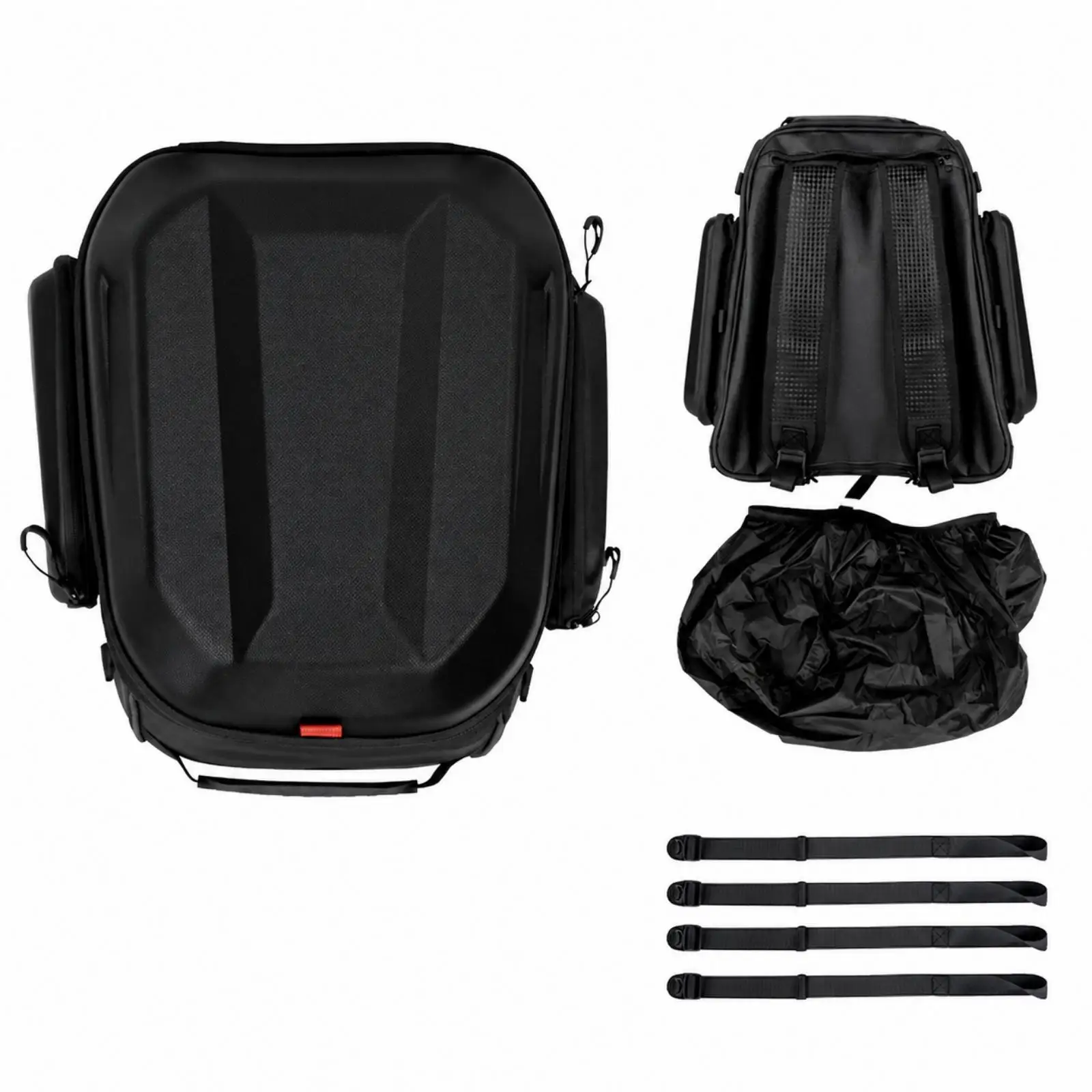Motorcycle Rear Seat Tail Bag Hard Top Soft Bottom Storage with Carry Handles for Touring Adventure Rides