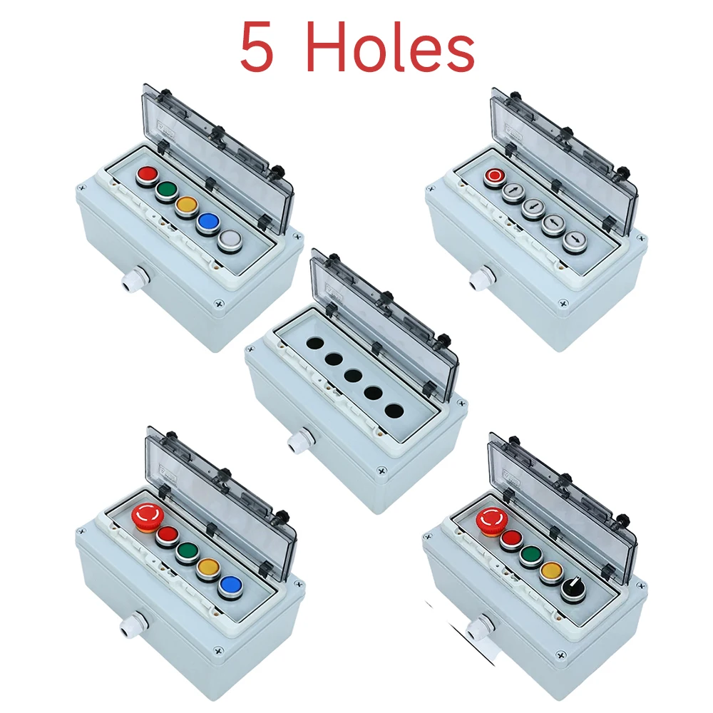 5 holes Outdoor waterproof button control box emergency stop start stop box with protective cover outdoor rainproof power switch