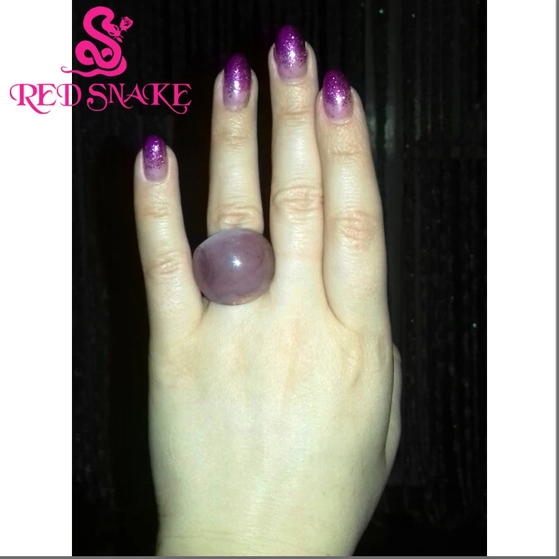 2PCS Red Snake Fashion Ring Set Handmade Lavender Opaque Murano Glass Jewelry Accessory for Stylish Look MR020
