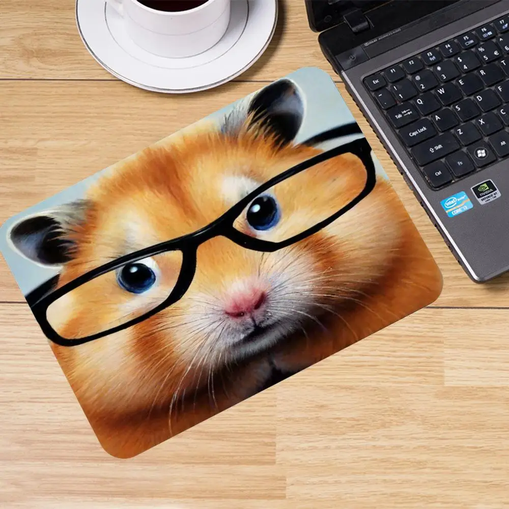 Esports Mouse Pad Funny Hamster With Necktie And Glasses Large Size Natural Rubber Anti Slip For Office Bedroom Laptop