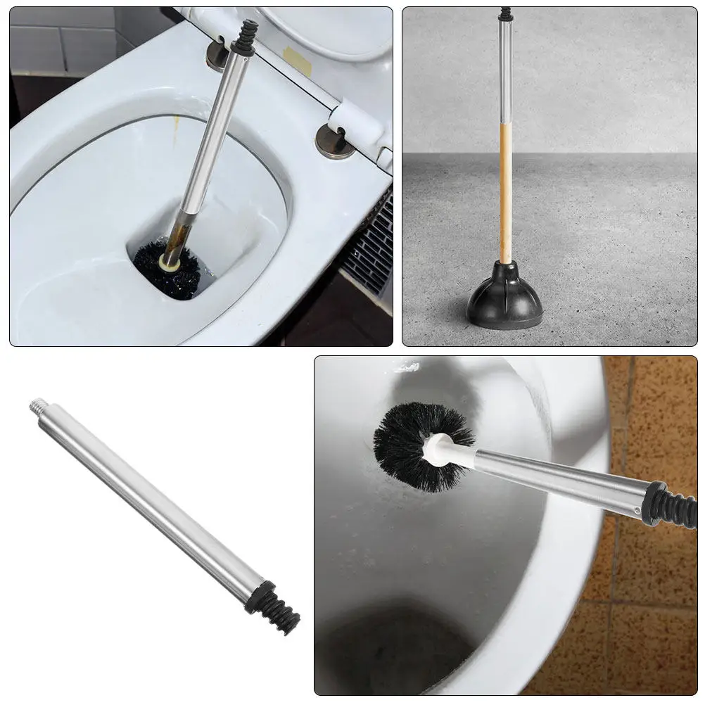 Toilet Brush Pole Stainless Steel Replacement Handle Strong Connection Easy Installation Toilet Bowl Cleaning Brush Stick