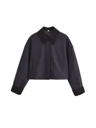 Women Fashion Patchwork Corduroy Cropped Jacket Coat Long Sleeve Front Zipper Female Outerwear Chic Tops