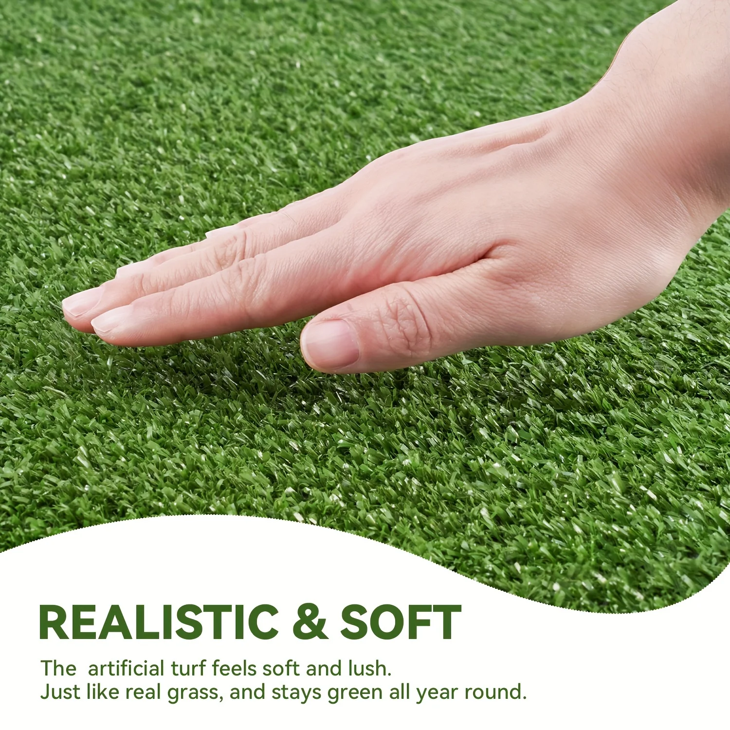 

Premium Artificial Grass Rug Suitable for Indoor/Outdoor Use - Realistic Soft Synthetic Turf with Low-Maintenance Lawn, Drainage Holes & Rubber Backing, 0.4” Pile Height Suitable for Garden, Balcony, Patio, Lawn Landscape - Durable Plastic