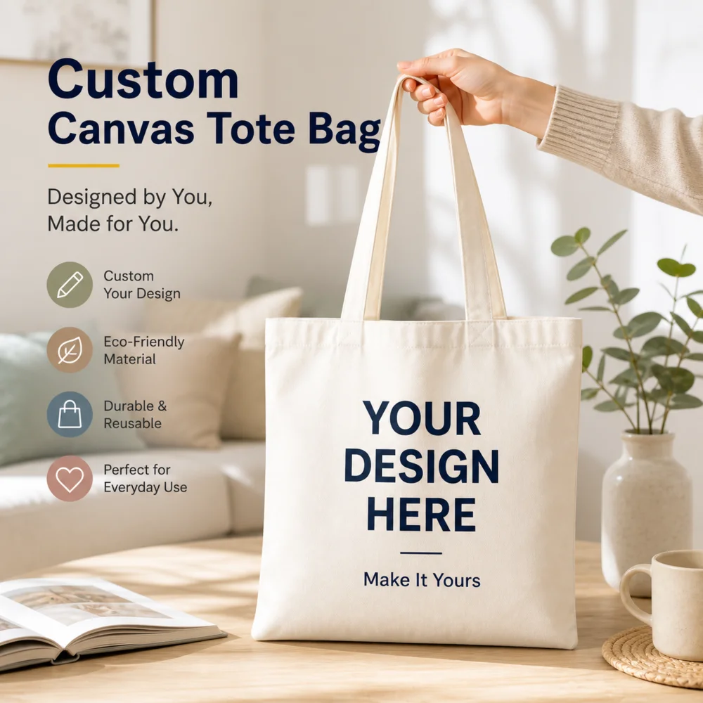 Personalisierte Einkaufstasche aus Canvas mit individuellem Foto, doppelseitig bedruckt, große Schultertasche, lässige Einkaufstasche für Damen – Detail 1