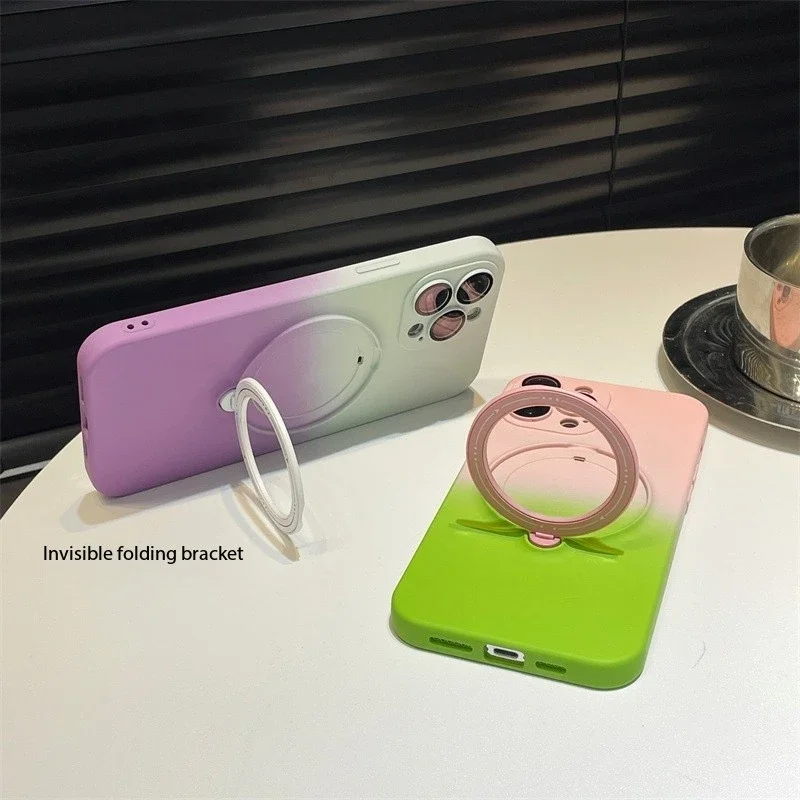 Magnetic Stand Liquid Silicone For IPhone 15 Pro Max Luxury Magsafe Phone Case For IPhone 11 12 13 14 16 Plus Protective Cover