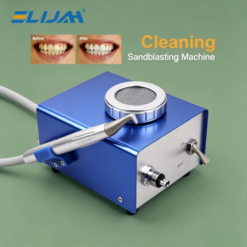ELIJAH Dental Air Polisher Sandblasting Machine B2/M4 Water Yield Over 30mL/min Removable Tip Nozzle Spray Large Powder Can
