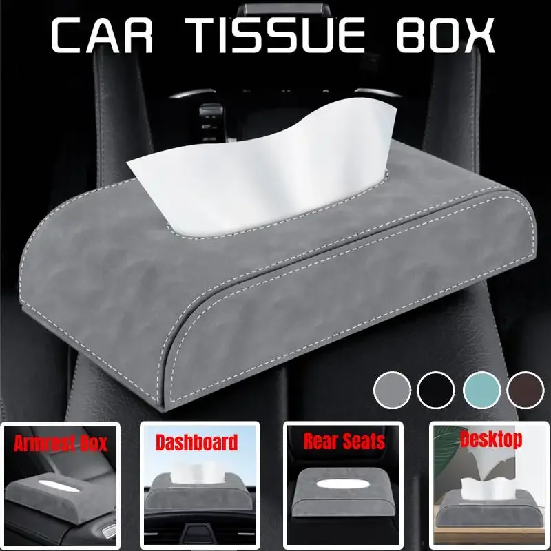 Car Tissue Holder Universal Fit Tissue Dispenser For Center Console Box Cover Back Seat Visor Soft Non-slip Car Accessories