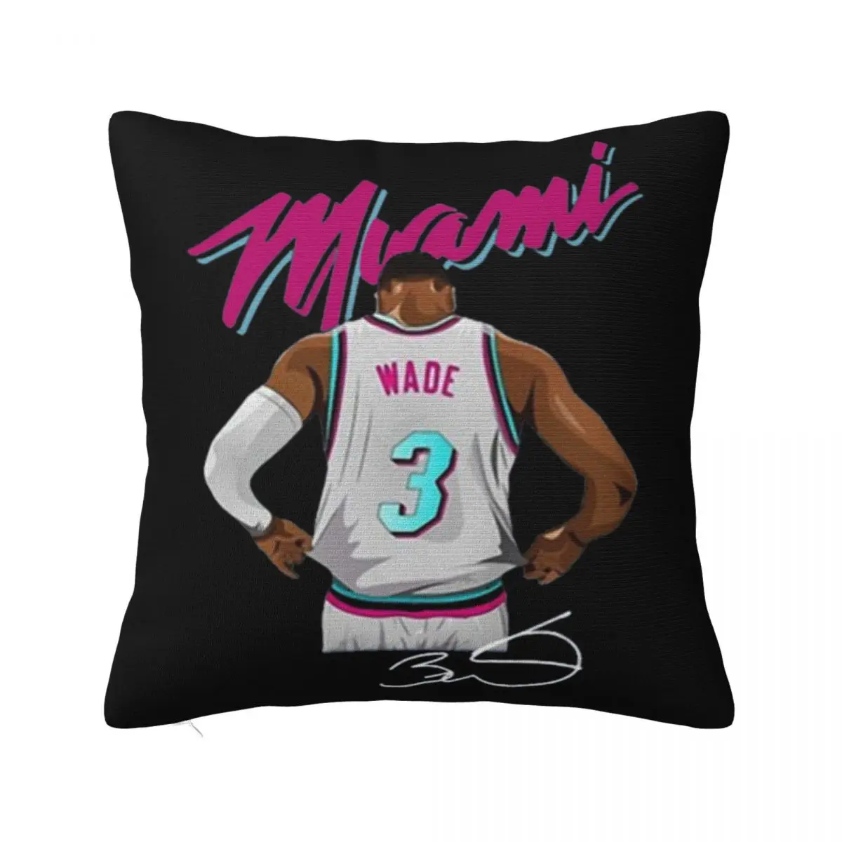 Dwyane Wade Miami Beach Signature Interested Many Colors Cartoon Character Dj High Quanlity Sale 2021 Latest Pillow Case