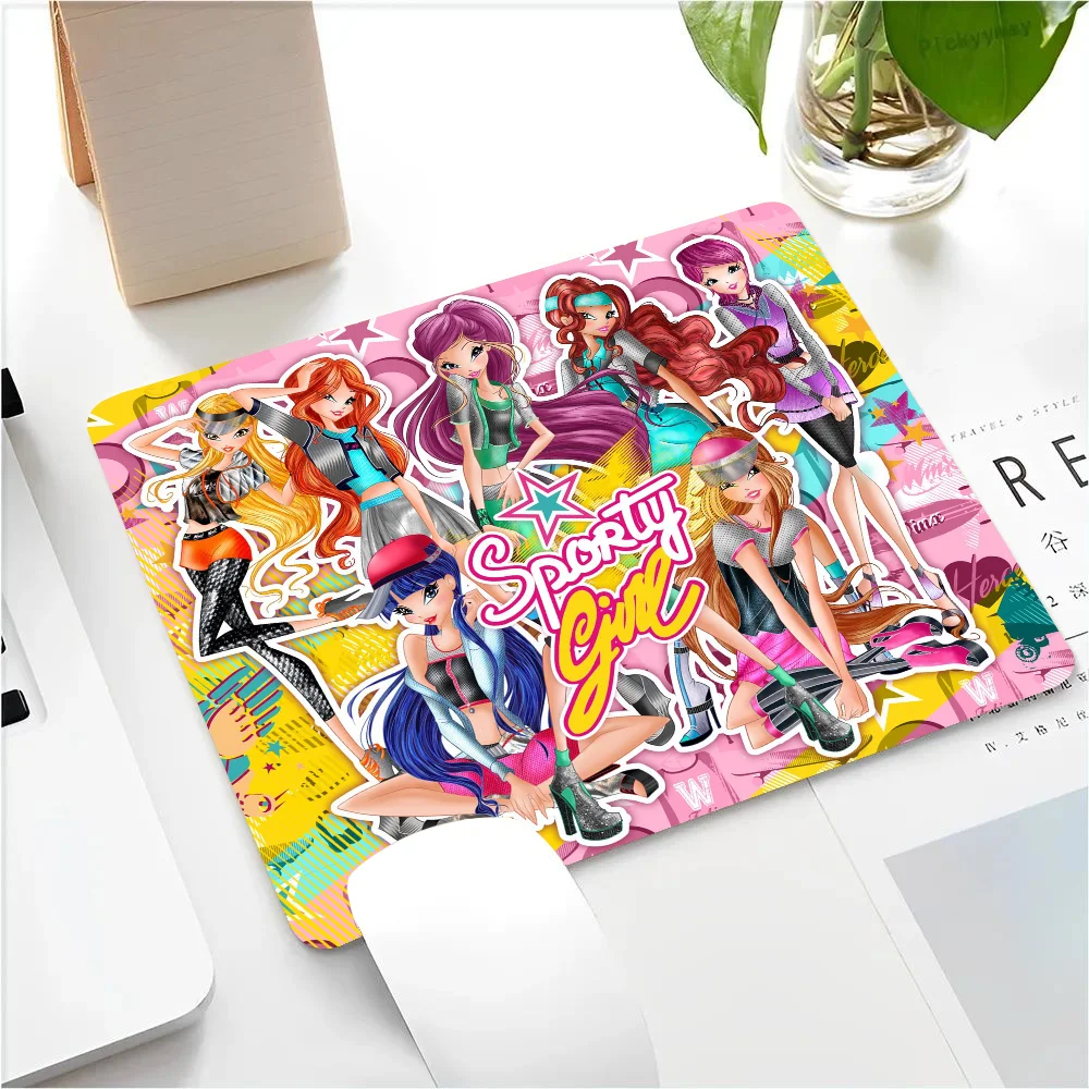 W-Winx Club Mousepad Small LockEdge Mouse Pad For Gamers Computer Desk Pad Rectangular Anti-slip Rubber