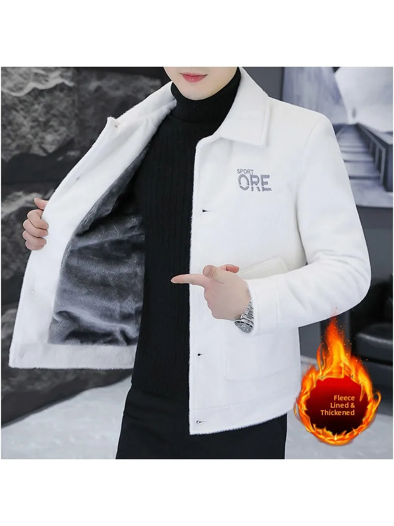 

Мужское утепленное шерстяное пальто Asinot с меховой подкладкой, теплое, повседневное, модное, в корейском стиле, приталенное, с длинными рукавами