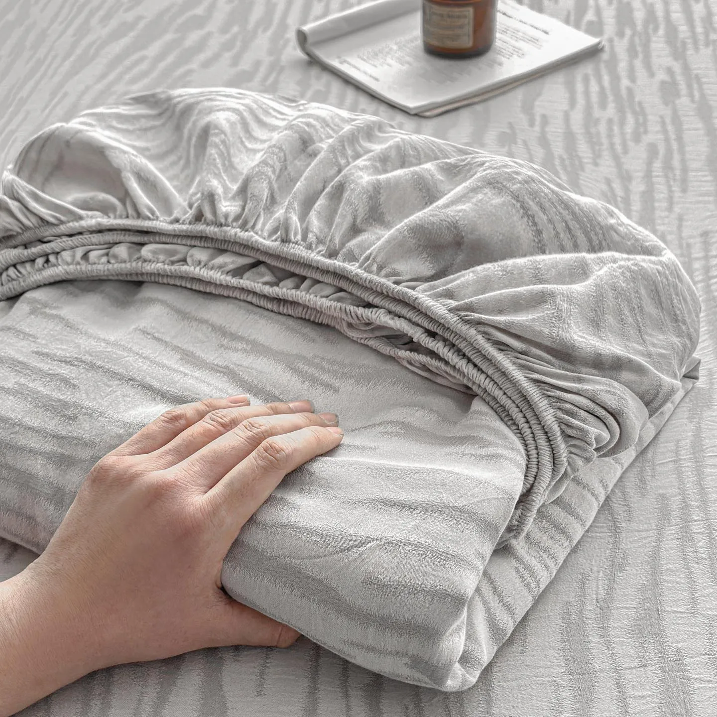 

100%Cotton Fitted Sheet Jacquard Thicken Bed Sheet with Elastic Single/Queen/King Size Bedsheet Skin-friendly Bed Linen Cotton