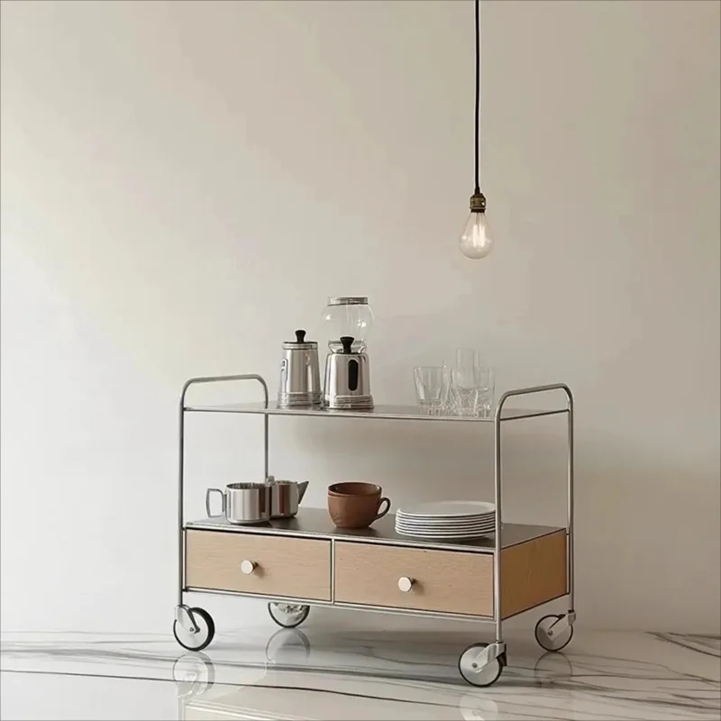 

Coffee machine side cabinet Bauhaus stainless steel side cabinet Hotel restaurant Commercial antique movable storage dining