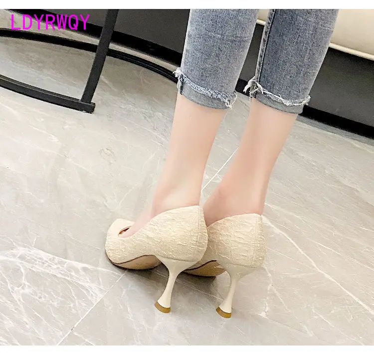 French stilettos for women and the new 2022 summer all-match professional shoe with a shallow toe and pointed toe